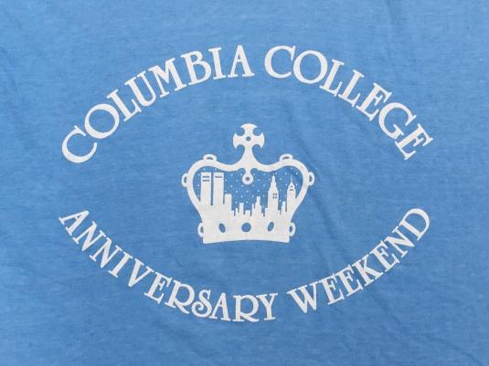 Vintage 1980s Columbia College Anniversary Blue T-Shirt M/XL