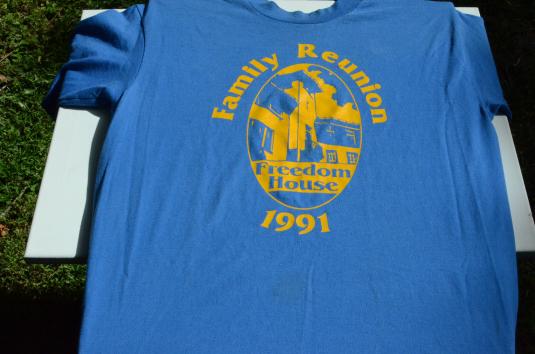 Vintage 1991 Freedom House Family Reunion Blue T-Shirt L