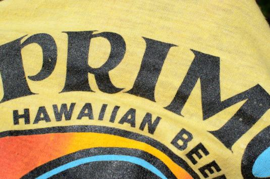 Vintage 1970s Primo Beer Hawaii Yellow Tourist T ShirtS/M