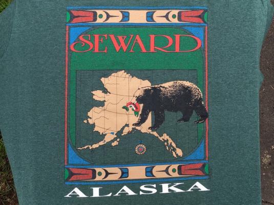 Vintage 1980s Seward Alaska Green Souvenir T-Shirt XL