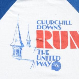 Vintage 1981 Churchill Downs Run Blue Raglan T-Shirt M