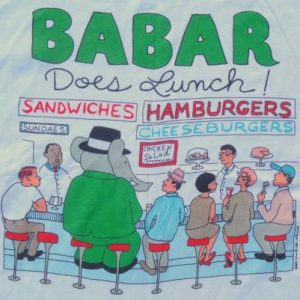 Vintage 1980s Babar Does Lunch HBO White T-Shirt M