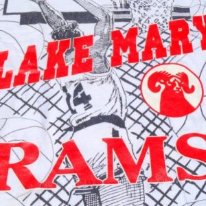 Vintage 1980s White Lake Mary Rams Basketball Cotton T-Shirt