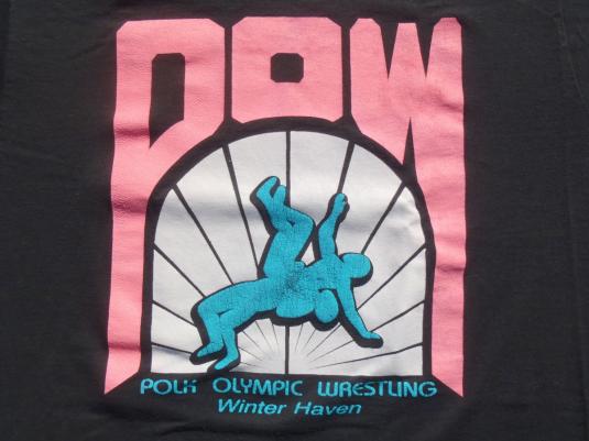 Vintage 1980s Polk Olympic Wrestling Black T-Shirt S/M