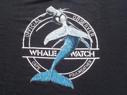 Vintage 1980s Whale Watch Cape Foulweather Black T-Shirt XL