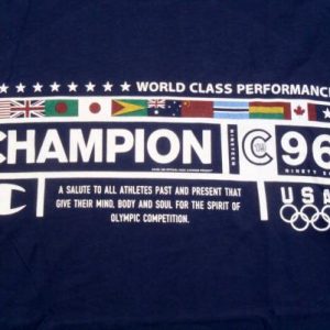 Vintage 1990s 1996 Olympics Navy 100% Cotton T-Shirt XL NWOT