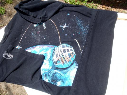 Vintage 1990s Black Columbus in Space Cotton T-Shirt XL