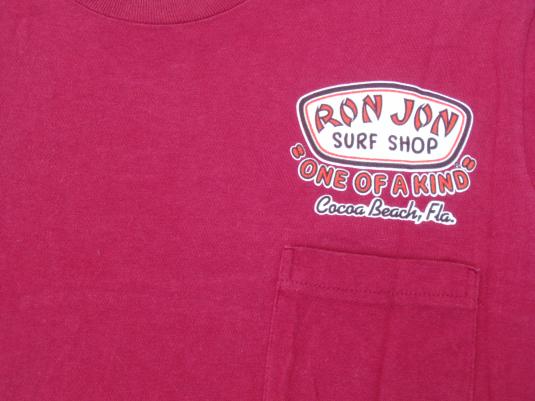 Vintage 1988 Ron Jon Surf Shop Red Cotton Pocket T-Shirt L | Defunkd