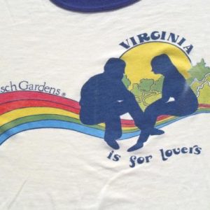 Vintage 1980s Busch Gardens Virginia Cream Ringer T Shirt XL