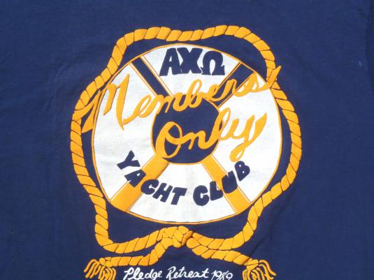 Vintage 1989 Alpha Chi Omega Yacht Club Navy Blue T-Shirt XL