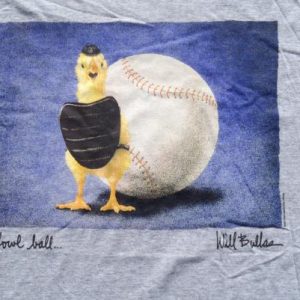 Vintage 1990s Heather Gray "Fowl Ball" Chick Will Bullas T-S