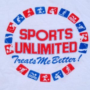 Vintage 1980s White Sports Unlimited Cotton T-Shirt L