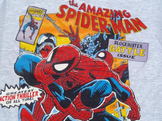 Vintage 1990s Amazing Spiderman Heather Gray Cotton T-Shirt | Defunkd