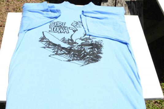 Vintage 1980s Surf Iowa Pig Light Blue T-Shirt XL