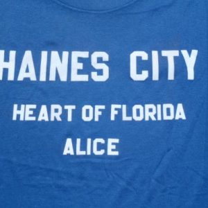 Vintage 1980s Haines City FL Flock Letter T-Shirt XL Jerzees