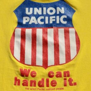 Vintage 1980s Union Pacific Railroad Yellow T Shirt L