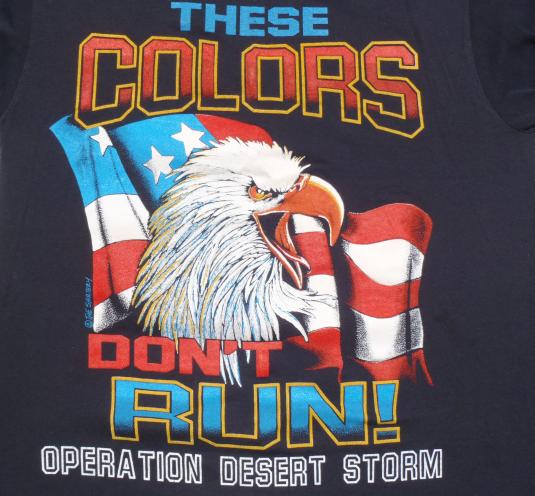 Vintage 1990s Desert Storm Patriotic Eagle Black T-Shirt M