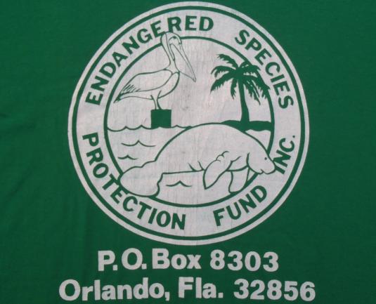Vintage 1980s Endangered Species Protection Green T-Shirt XL