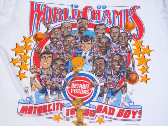 Vintage 1989 White Detroit Pistons NBA Finals T Shirt L