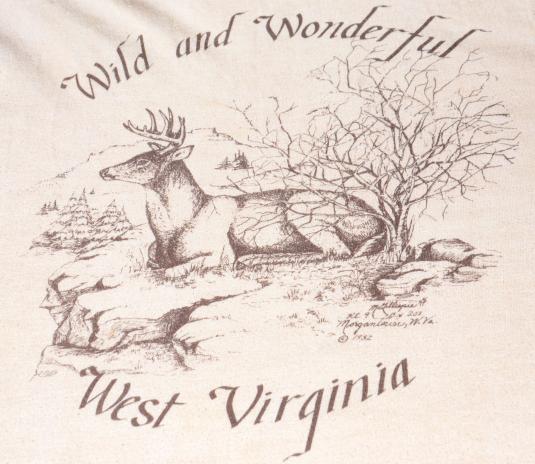 Vintage 1980s Wild Wonderful West Virginia Beige T Shirt M