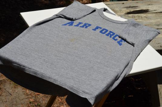 Vintage 1980s Air Force Heather Gray Rayon Blend T Shirt L