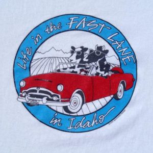 Vintage 1990s Idaho Cows Life in the Fast Lane T Shirt S/M