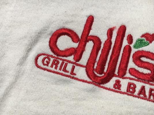 Vintage 1990s Chili’s Beige Baseball Jersey T-Shirt L