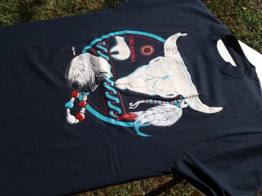 Vintage 1980s Oklahoma Rag Tops Skull Souvenir T-Shirt XL