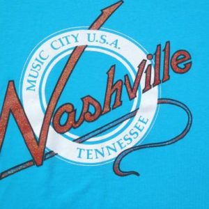 Vintage 1990 Nashville Music City Aqua Tourist T Shirt L