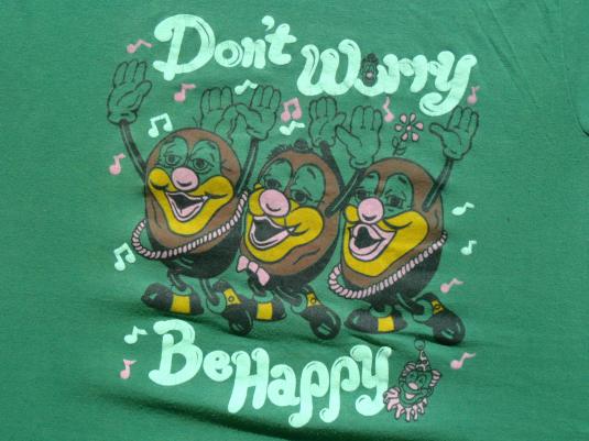 Vintage 1980s Dont Worry Be Happy Green T Shirt L