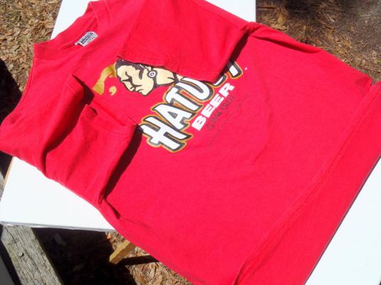 Vintage 1995 Red Hatuey Beer Advertising Cotton T Shirt L/XL