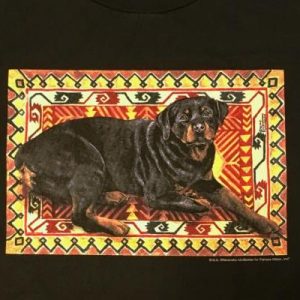 Vintage 1990s Frances Meyer Rottweiler Dog Black T-Shirt L
