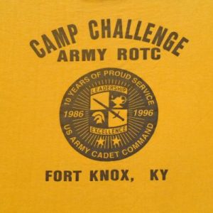 Vintage 1990s Camp Challenge Fort Knox ROTC Gold T-Shirt L