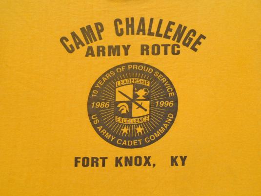 Vintage 1990s Camp Challenge Fort Knox ROTC Gold T-Shirt L