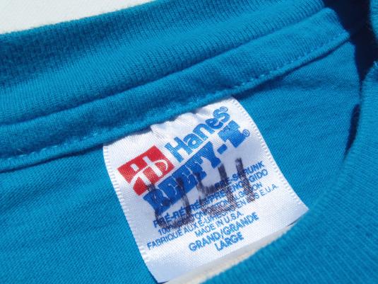 Vintage 1990s Aqua Blue Hang Loose Hawaii Cotton T Shirt L