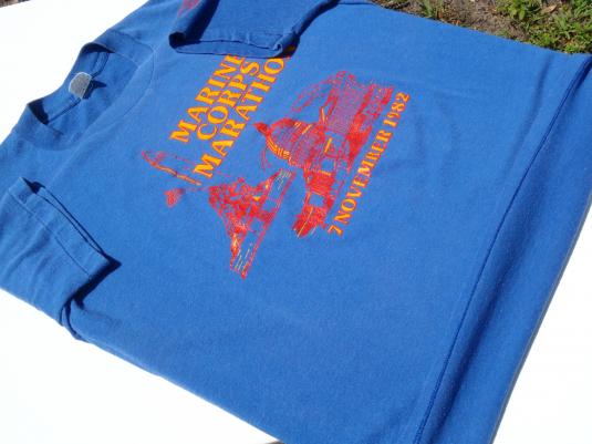 Vintage 1982 Marine Corps Marathon Blue T Shirt L