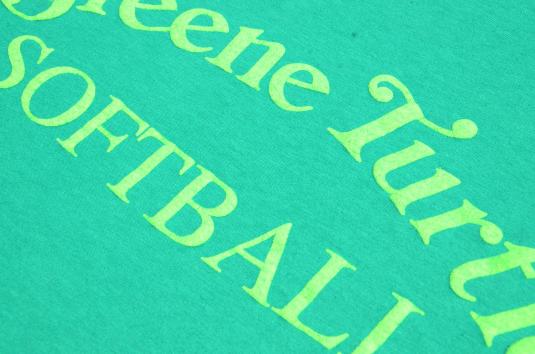Vintage 1980s Greene Turtle Softball Team Green T Shirt M