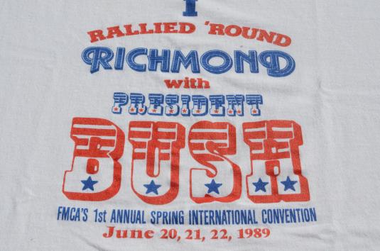 Vintage 1989 George Bush Richmond Rally White T Shirt XL