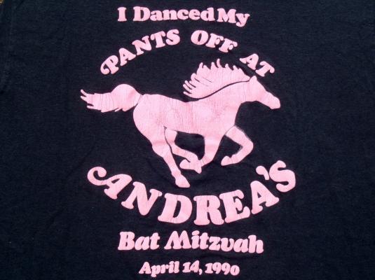 Vintage 1980s Gray Funny Bat Mitzvah Horse Andrea T-Shirt L
