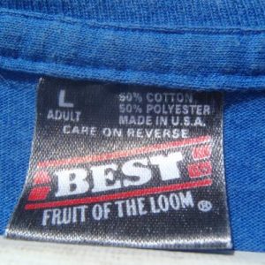 Vintage 1990s Blue T-Shirt with Gold Flock Letters SWEDER L