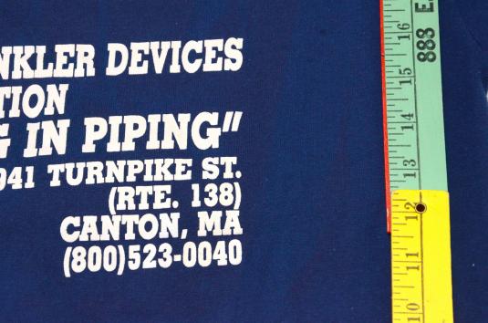 Vintage 1980s Fire Sprinklers Save Lives Blue T-Shirt L