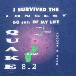 Vintage 1990s Guam Earthquake Navy Blue Cotton T-Shirt M