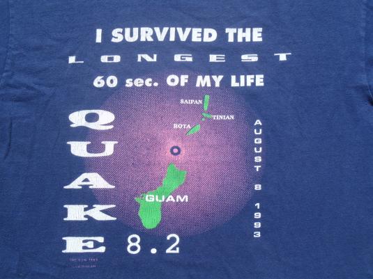 Vintage 1990s Guam Earthquake Navy Blue Cotton T-Shirt M