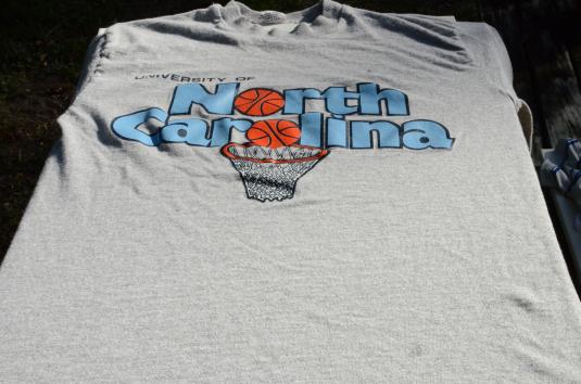 Vintage 1980s UNC Basketball Gray Rayon Blend T Shirt