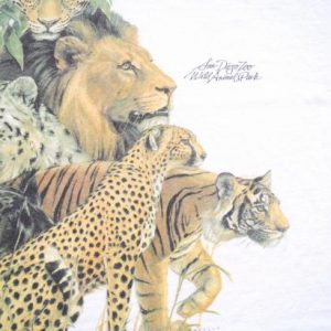 Vintage 1980s San Diego Zoo Lions Tigers White Cotton T-Shirt XL