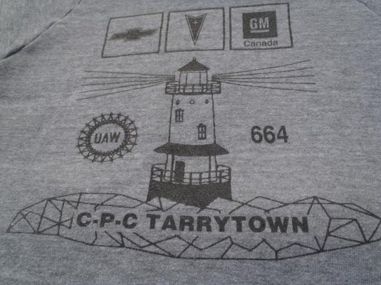 Vintage 1980s UAW GM Tarrytown Gray Rayon Blend Sweat Shirt