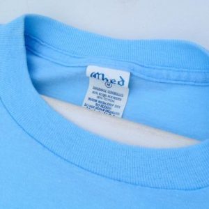 Vintage 1980s Light Blue Retired Iron On Transfer T-Shirt S/M