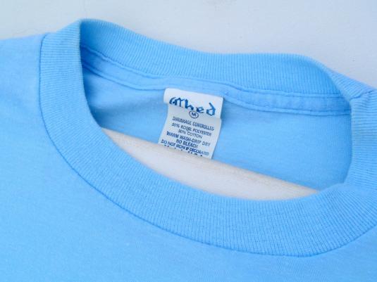 Vintage 1980s Light Blue Retired Iron On Transfer T-Shirt S/M