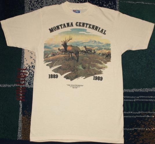 Vintage 1980s Montana Centennial Elk T-Shirt 80s Tee