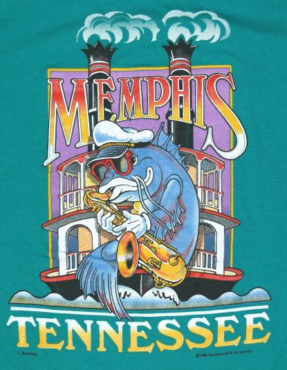 Vintage 1980s Memphis Tennessee Fish T-Shirt 80s